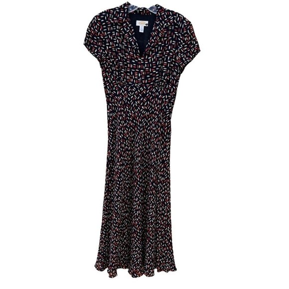 Talbots Vintage 90s Short Sleeve V-Neck Flowy Maxi Dress - Picture 1 of 15